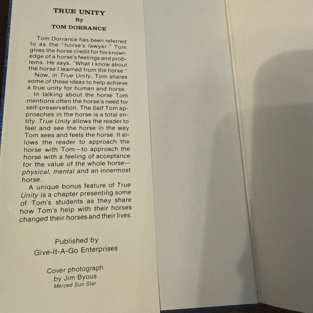 True Unity: Willing Communication Between Horse and Human by Tom Dorrance